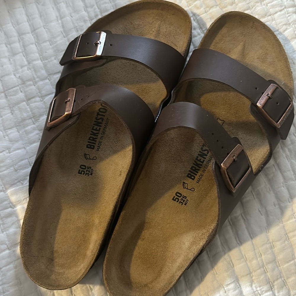 Birkenstock men’s Arizona dark brown sandals, size 17 US (50 EU)